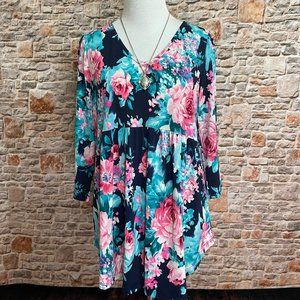 NEW Women's Boutique Floral Babydoll Top Size S